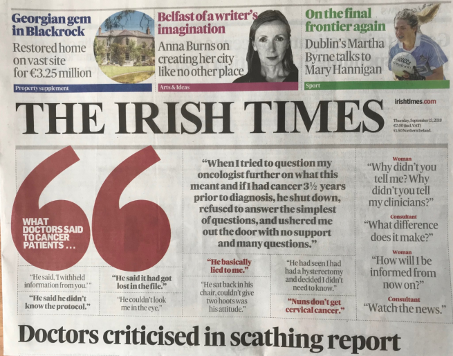 Irish Times frontcover doctor quotes